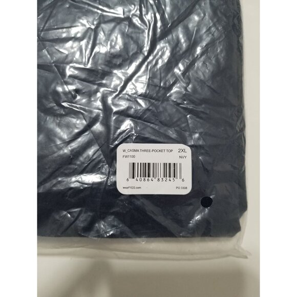 NWT FIGS Casma Three-Pocket Scrub Top in Color Navy - Size 2XL - Picture 8 of 11